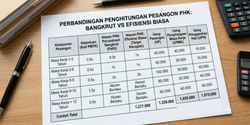 bangkrut vs efisiensi