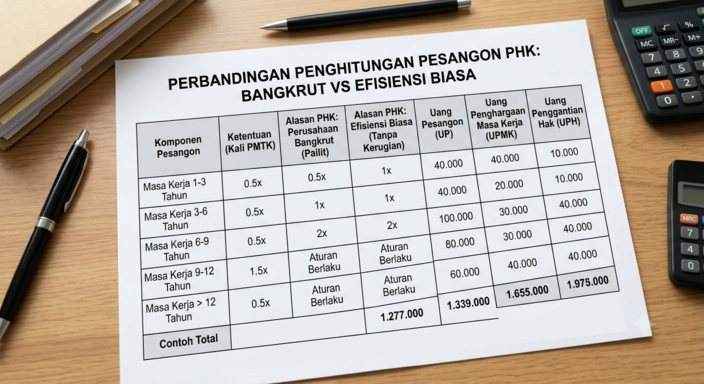 bangkrut vs efisiensi